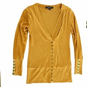 Hawthorne Mustard Yellow Button Down Cardigan Sweater M